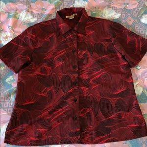 NOTATIONS RED WAVY PATTERNED BUTTON UP